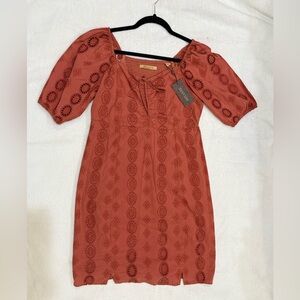 Shyanne Terracotta Eyelet Midi Dress